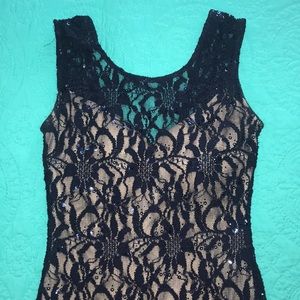 Navy lace and sequined dress